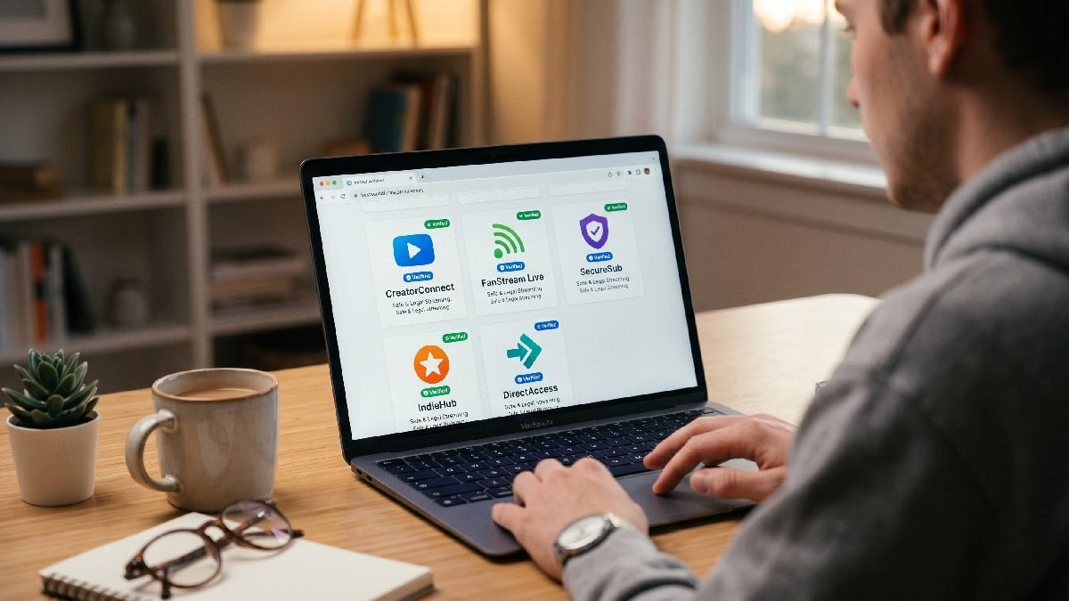  Laptop showing verified content platform options representing safe and legal alternatives to BaddieHub for protected online content viewing.