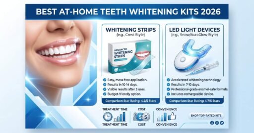 Best At-Home Teeth Whitening Kits 2026: affordable peroxide-based strips & LED kits Crest, Snow, AuraGlow for safe effective brighter smiles