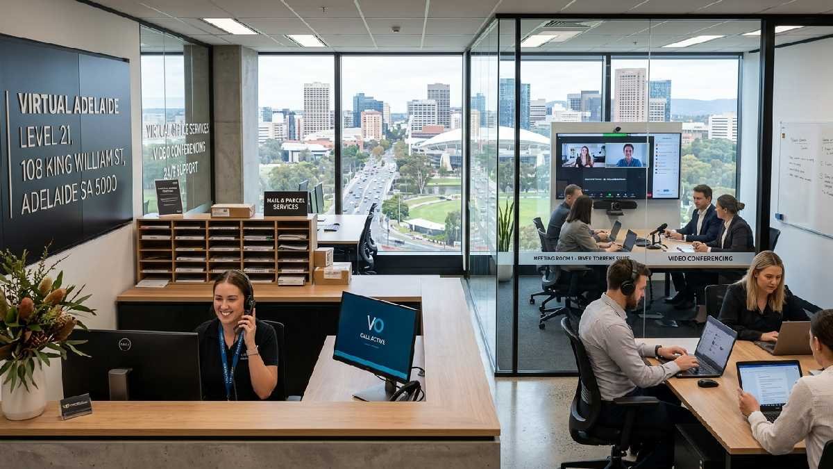 Virtual office services include business address, mail handling, call answering, meeting rooms, and remote collaboration support solutions.