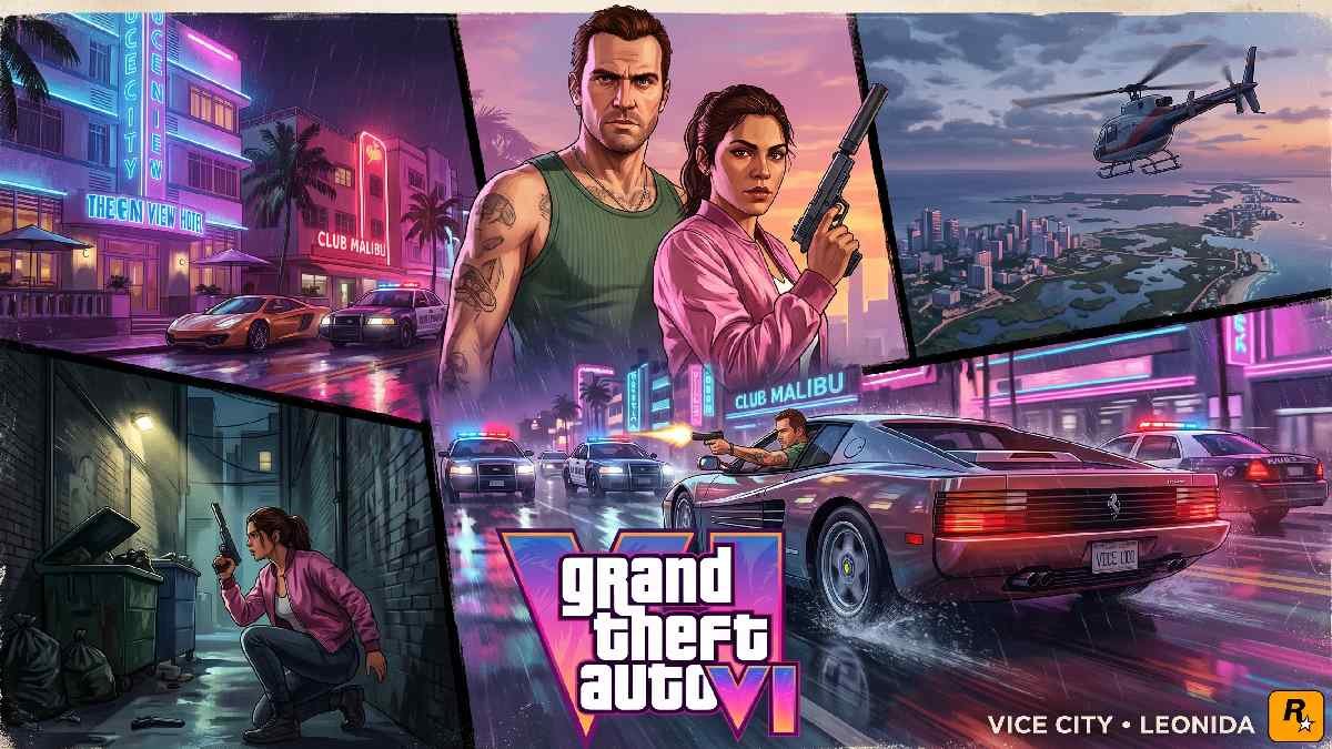 GTA 6 gameplay showing Jason and Lucia in car chases stealth missions and open world exploration across Vice City Leonida map.