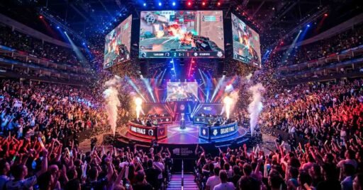Professional esports reaching a New Level with elite players competing on stage before thousands of cheering fans.