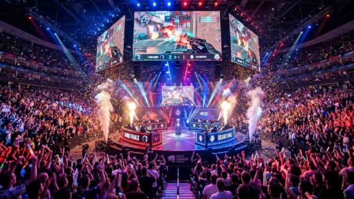 Professional esports reaching a New Level with elite players competing on stage before thousands of cheering fans.