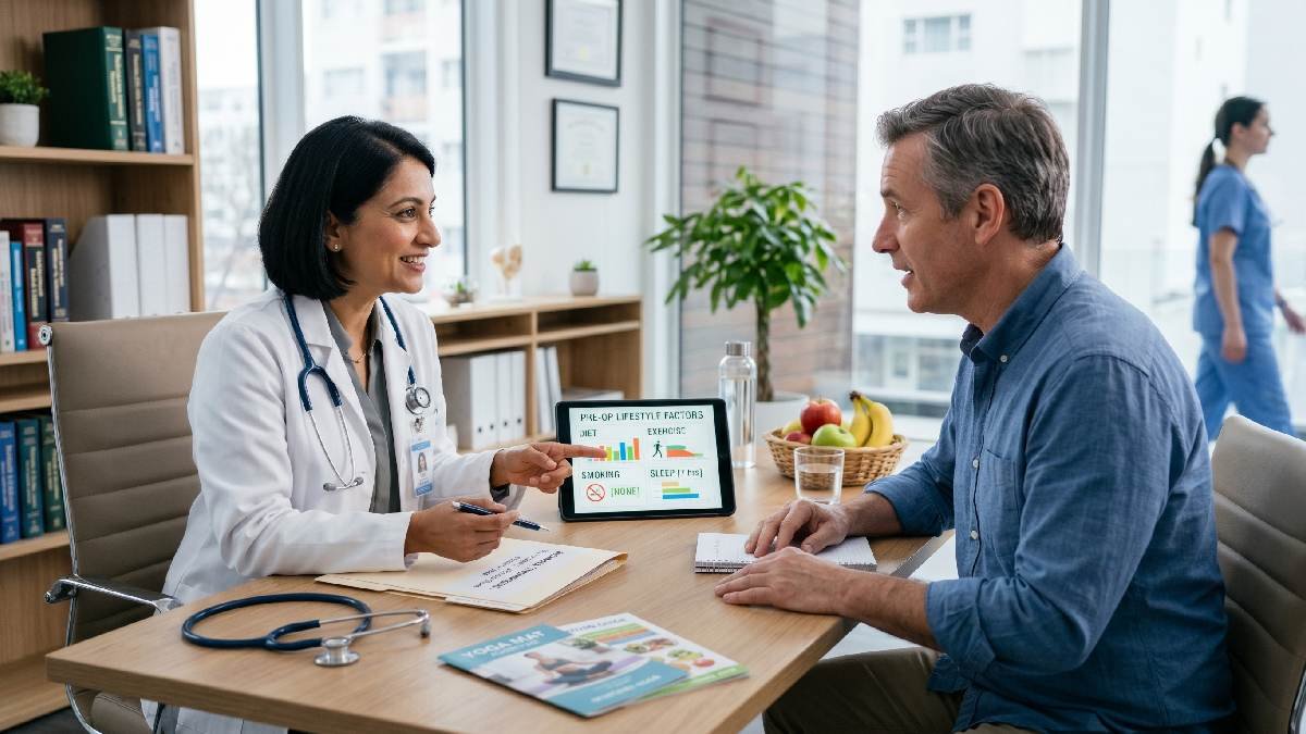 Patient health lifestyle factors affect surgery outcomes including diet exercise smoking sleep stress overall recovery healing and medical safety results