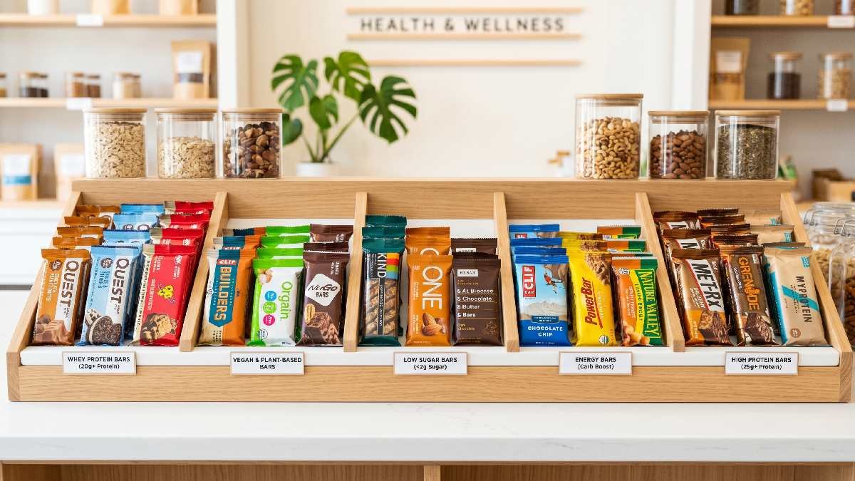 Different protein bars include whey vegan low sugar energy and meal replacement bars offering varied nutrition taste and fitness benefits.