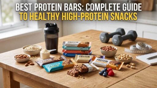 Best protein bars displayed with fitness equipment healthy ingredients supporting muscle recovery weight loss energy nutrition and active lifestyles.